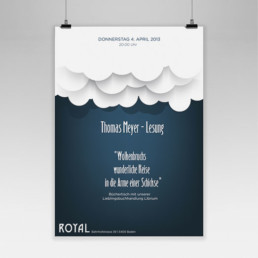 Plakat fuer Royal Baden. Lesung Thomas Meyer. Gestaltung durch Mizko Design. Plakatserie.