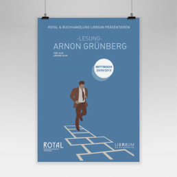 Plakat fuer Royal Baden. Lesung Arnon Gruenberg. Gestaltung durch Mizko Design. Plakatserie.